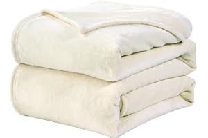 WAVVE Plaid Coperta Pile di Flanella 260gsm - 220x240 cm, Bianco Beige - Pled Divano Pelosa Letto Matrimoniale King 240x220 - Copridivano di Microfibra Calda e Morbida