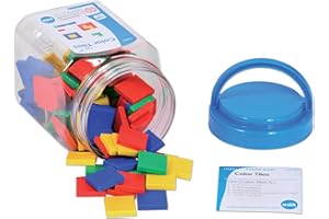 EDX EDUCATION Piastrelle colorate - Mini vasetto - Quadrati colorati in plastica - Attività di ordinamento e sequenziamento - Manipolazione matematica