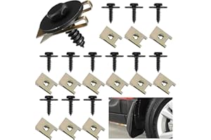 Nafafosa 60 Stück Blechmutter Schraube Mutter Clip Kit umfassen 30 U-förmige Blechmutter 30 Karosserieschrauben,Kotflügel Schrauben für Auto-Radlaufabdeckung Unterboden-Kotflügel