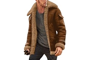 RYTEJFES Cazadora Hombre Invierno Forro de Lana Invierno Chaqueta Polipiel de Solapa Larga Cálido Chaqueta Cuero Chaqueta Piel Vintage 3xl Chaqueta de Piel Otoño Casual Negra Cazadora Chaqueta Aviador