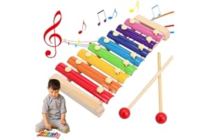 YREYBN Children's Educational Xylophone, Multi-Colored Xylophone for Kids, Natural Wooden Xylophone, 8 Tone, with Two Mallets - Wooden Frame - Baby Instruments, Puzzle Musical Toy Octave