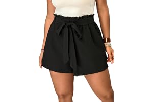 SOLY HUX Curvy shorts för kvinnor breda sommarshorts fritidsshorts korta byxor lediga shorts elastisk linning sommarbyxor med