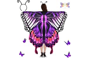JONRRYIN Kostium damski z motylem, 3 skrzydła motyla, dla dorosłych, kolorowa peleryna z motylami, skrzydła motyla, Cosplay, karnawał, kostium S na karnawał (168 x 135 cm)