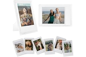 HIYQIN 2x3 Frosted Clear Photo Frames - 8 Pack Mini Photo Frames for Fujifilm Instax/Polaroid 3” Film - Instax Mini 12 11 9 8 7s 90 40 Freestanding Frame, Polaroid Photo Dispaly