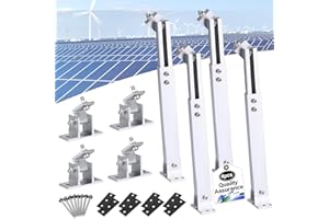 VZOXL 2 Pair Aluminum Solar Panel Bracket, Adjustable Solar Panel Mounting Brackets Angle 10-40°with Foldable Tilt Legs Solar Panel Kit for Campervan, Flat Roofs, RVs, Boat, PV System (Silver)