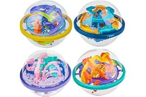 YONGNKIDS 4 Pack 3D Puzzle Ball Brain Games Toy | Puzzle Ball Games for Kids Ages 6 7 8-10 Boys Girls Adults, Brain Teaser Fidget Toys - Magic 3D Maze Ball for Boys Girls Stocking Fillers Gifts Classroom Prize
