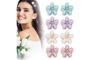 Zuroki 8 Pezzi Mini Clip per Capelli, Mini Fermagli per Capelli, Mini Tornante per Capelli Diamantati, Fermagli per Capelli a Fiore per Donne, Accessori per Capelli per Festa, Matrimonio