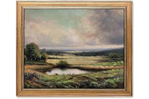 Yeechine Gold Framed Vintage Wall Art Classical French Landscape Mountain Painting for Living Room Farmhouse Wall Decor (Velley, 8''x10'')