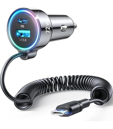 Zigarettenanzünder USB Ladegerät 100W - 5 In 1 Auto Lader Mit Ausziehbaren Kabeln