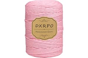 DXRPO Macrame Corda 3 mm x 300 m, macramè Filo Naturale, Macrame Corda per Appendiabiti per Fiori in Macrame, DIY Knitting Craft, Home Decor Camera da Letto e Decorazioni Nuziali(Rosa)