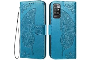 EASSGU Funda para Redmi 10 / Redmi 10 2022 (6.5" Inches) Flip Folio Carcasa Magnética de Cuero para Teléfono con 3 Ranuras para Tarjetas 1 Wallet, Case - Azul