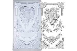 FUNSHOWCASE Art Mould for Polyclay Air Dry Clay Plaster, Border Frame with Cupids