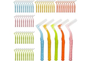 TOPBELIEF 60 Pezzi Scovolini Interdentali Scovolino Denti Gum Spazzolino Interdentale Pulizia Denti 5 Misure di Spazzolini a Forma di L per la Pulizia Dei Denti (5 Colori)