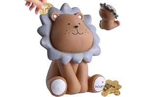 ‎FOSOLONI Fosoloni Spardose Kinder, Bruchsichere Sparschwein aus Harz, Braun Löwe Sparschwein, Sparschwein Ornament für Jungen und Mädchen, Wiederverwendbare spardosen(Braun)