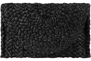 EVEOUT Bolso de Paja Tejido para Mujer Cartera Clutches Vintage Bolsa de Vacaciones en la Playa