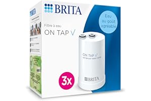 BRITA pack de 3x filtres à eau ON TAP V (= 4 mois de filtration) - pour une eau filtrée au goût agréable instantanément, directement depuis votre robinet de cuisine.