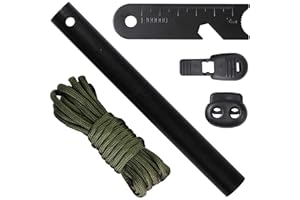 aufodara Acciarino di sopravvivenza in acciaio con pietra focaia, corda in nylon a 7 fili, clip di bloccaggio, estremità del cavo, tappo di bloccaggio, kit fai da te per intrecciare manualmente il kit