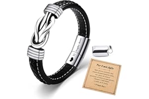 SUNSH Bracciale in Pelle Intrecciata Da Uomo per Fidanzato, Papà, Marito, Figlio Regalo Di Compleanno Regolabile, Anniversario Di Natale, Regalo Di San Valentino