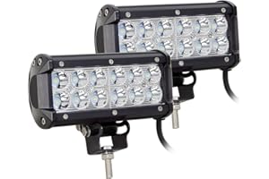 AUXTINGS 2 pièces 18cm 36W LED Barre Lumineuse inondation Spot 6000K extérieur étanche Offroad LED Lampe de Travail pour Off-Road Véhicules 4x4 ATV Utvs