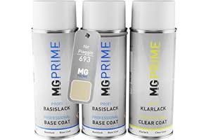 MG PRIME Pintura automotriz Set de aerosoles para Piaggio 693 Perla Fondo pintura base pintura transparente bote de spray 400 ml