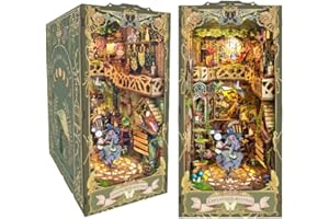 STRUCWOOD Magic Book Nook Kit 3D Wooden Puzzle for Adults Decorative Bookend Stand Book Nook Bookshelf Insert Bookcase Toy for Teenagers Gift Model Kits (Green Field Mystery)