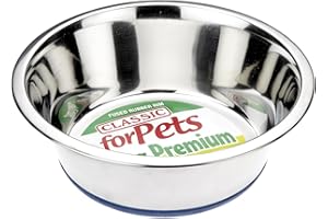CLASSIC Pet Products Non-Slip Stainless Steel Dish (1600 ml - 215 mm, 8.5 inch Diameter Dog Bowl), clear