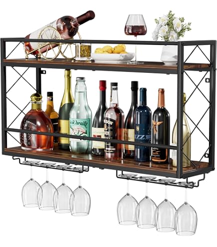 YOURLITE Bar Regal Wand, Schwebende Regale Mit LED, Wandregal Mit
