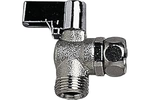 Wirquin 10724126 Robinet d'arrêt équerre 1/4 tour en laiton chromé R29 pour chasse d'eau wc, chromé