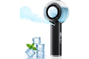 HandFan 5000mAh Portable Turbo Misting Fan, High Speed Handheld Ice Cooling Fan, Spray Water Mist Fans, Mini Hand Fans Rechargeable, 100 levels Adjustable, for Summer Travel Concerts Disney(Black)
