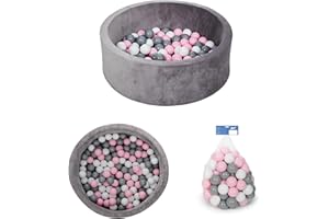 Ms Baby World Piscina di Schiuma Rotonda per Bambini con +100 Palline | Piscina con Palline Morbida e Sicura | Parco Giochi Sensoriale per Neonati | Confortevole | Uso Interno