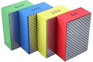 GANQUER 4pcs Diamond Hand Polishing Pads, Glass Grinding Pads Sanding Blocks Polishing Grinding Block for Tile Marble Glass Stone Granite Ceramics Polishing(60#,100#,200#,400#)