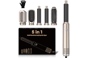 MOGAWAVE Hair Dryer Brush,5 in 1 Auto Air Curling Iron Set 3 Temperature 1000W Powerful Negative Ionic Hair Styler, 60000RPM Air Styler, Left&Right Magic Hair Curler, Multi-Hair Styling Brush