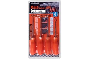 Juego de 4 punzones con distintas terminaciones: Punta recta, gancho completo, gancho 45°, gancho 90°. Kmt Tools.