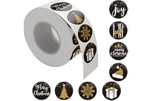 SansRealmL Aufkleber Weihnachten，500 Stück sticker weihnachten，8 verschiedene Muster，Aufkleber, die zum Aufkleben von Geschenkverpackungen während Weihnachten verwendet werden können