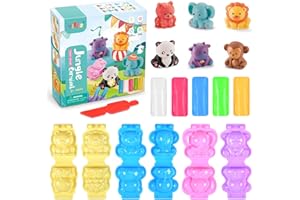 Qooloo 12 Pièces Kit Pate a Modeler, Accessoire Pâte à Modeler pour Enfants 3 4 5 Ans, Outils de Pâte à Modeler de Animal avec 5 Couleurs Pate Polymere, Cadeaux Créatifs pour Garçons et Filles