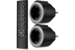 REV Gniazda radiowe - 2 gniazda z pilotem zdalnego sterowania. Do 50 m, 3680 W/St., czarne