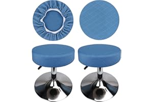 HuaLiSiJi Copri Sgabello Rotondo 30-40cm Fodera Sgabello Rotondo Tessuto di Lusso, Estensibile Resistente Alle Rughe Lavabile Antipolvere Morbido e Durevole (Blu, 2)