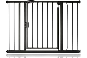 Safetots Barrière de Sécurité à Pression à Fermeture Automatique, 103.8 cm - 110.8 cm, Noir Mat, Barrière d'Escalier à Fermeture Automatique pour Bébé, Barrière de Sécurité