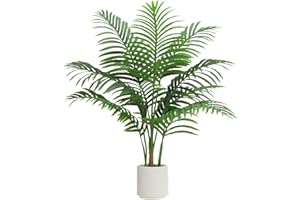 FSOHOI Artificial Fake Palm Tree with 18 Trunks and Real Bark Design, Premium Polyester,Tropical Paradise Palm Tree in Pot (white, 90 CM)