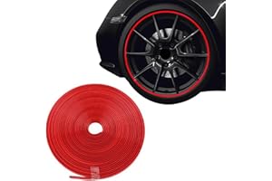 GISWELL Car Wheel Protection Ring, 8M Car Rim Protection Strips, Tire Scratch Resistance Anti-Collision Alloy Wheel Rim Protectors, Self-Adhesive Protector Tape for Car (Red, 8M Car Rim Protection Strip)