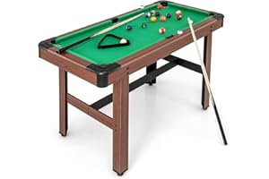 GOPLUS Mesa de Billar Americano 122 cm, Mesa Billar de Madera para Adultos y Niños con 16 Bolas de Billar, 2 Tacos, 2 Tizas, Triángulo, Cepillo, Mesa de Billar para Casa, Juego Familiar, Bar