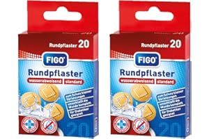 Figo Boîte de 20 pansements ronds Couleur chair Avec bloc-notes Varivendo (40 pansements)