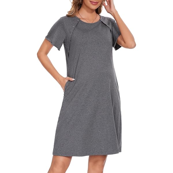 PANGHUBO Chemise de nuit d'allaitement pour femme - Chemise de