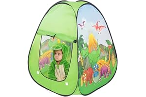 FUNNYHOMESTYLE Kids Play Tent, Pop Up Playhouse Indoor or Outdoor, Portable Baby Ball Pit with Carry Bag, Children Safe Zone, Christmas Easter Birthday Toy Gifts for Boys Girls Toddlers (Dinosaur)