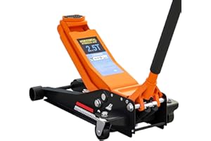 HOMCOM 2.5 Ton Hydraulic Low Profile Floor Jack, Heavy Duty Car Trolley Jack Lift with 7.5-47cm Lifting Range, Dual Piston Pump, Wheels, Non-slip Handle for Car Van Garage Tyre Repair Change, Orange