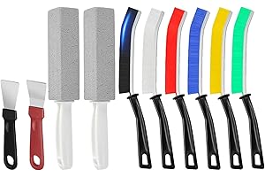 DuDuZui Set di 10 Spazzole per la Pulizia Delle Fessure, 6 Spazzole Colorate per la Pulizia Delle Fessure, 2 Raschietti, 2 Pietra Pomice per WC, Per Groove Finestra Porta Gap Bagno Casa Cucina Pulizia