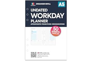 NBplanner A5 Undated Workday panner Organiser Refill Insert Daily Planner Filofax A5 Compatible