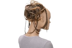 CAISHA XXL Scrunchie Messy Bun Hairpiece Braided Updo Slightly Wavy Voluminous Brown Mix G8D
