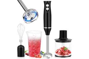 LustLocke 4-i-1 handmixerset, 500 W, med hackare 500 ml, mätkopp 700 ml och visp, rostfritt stål