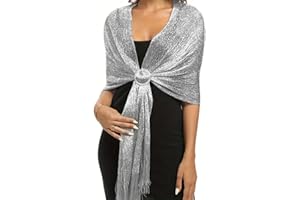 NYGGTYK modułowy szal damski ze srebrnym szalikiem, brokatem, cekinami – szal do przewijania na wesele, imprezę
